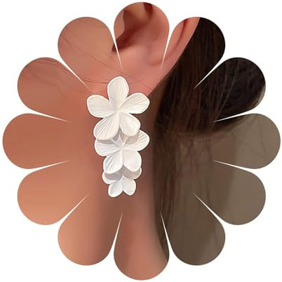 Cybche Orecchini Di Fiori Acrilici Orecchini Di Fiori In Resina Orecchini A Goccia Triplo Fiore Orecchini Di Fiori Smaltati Bianchi Orecchini A Perno Fiore Opaco Gioielli Per Le Donne