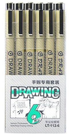 Supoion Fineliner, Zeichenstift, Fineliner, Marker, Skizzieren, Fineliner, Künstler, Zeichenstift für Kunst, Illustration, Skizzieren, 6 Stück
