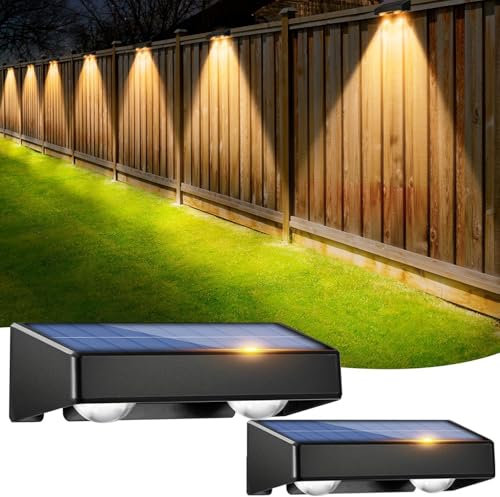 sununiny Solar Fence Lights Outdoor Garden,2 Pack Wall Lights Outdoor IP65 Waterproof,9 Colors 11 Modes RGB Garden Fence Lights Solar Powered for Outside Backyard,Pathway,Yard