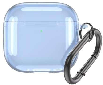 BoerHang Hülle Kompatibel mit AirPods 4 2024, TPU Stoßfest Transparent Einfach [Front-LED Sichtbar] Kompatibel mit AirPods 4 2024.Transparentes Blau
