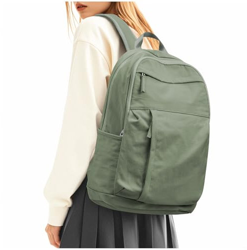 HYC00 Rucksack Damen Schule Teenager Schulrucksack Mädchen Schultaschen Rucksack Schulrucksack Schulranzen Daypacks mit 15.6 zoll Laptop Rucksack Damen Wasserdicht Tagesrucksack Bookbag,Armeegrün