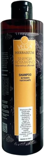 Velsa Synergie Rosmarin – nährendes Shampoo für kräftiges und regeneriertes Haar – mit Rosmarinöl, Arganöl und Magnesium 500 ml – Made in Italy