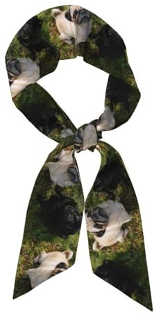 YXDVPALNE Schwarz-weißer Mops Halstücher, Kopftuch, Halstuch, Stirnband, Damenmode-Schal