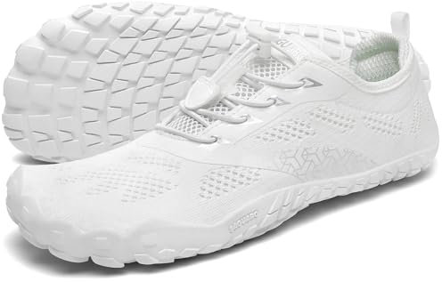 SAGUARO Barfußschuhe Herren Damen Traillaufschuhe Outdoor & Indoor Training Fitnessschuhe Wander Wald Strand Straße Laufschuhe Walkingschuhe Schnell Trocknend Badeschuhe, Weiß, 37 EU