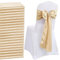 QeeFop 50 Stück Beige Satin Schärpe Hochzeit Stuhl Bogen, Elastische Stuhlschärpen Stuhl Schärpen für Hochzeitsdekoration Geburtstag Bankett Party Stuhl Dekoration (Beige)
