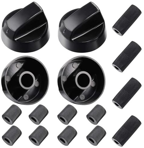 CERICAI 4 Pcs Cooker Knobs Replacement Oven Knobs, Black Plastic Universal Kitchen Gas Cookers Control Knob, 42mm Direct Mounting Precise Temperature Stoves Knob for Cookers and Hobs Home Kitchen