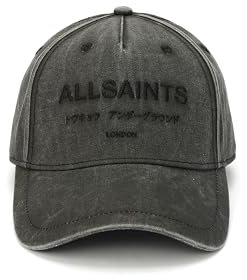 AllSaints Damen Underground Logo Baseball Cap Baumwolle Mütze mit Verstellbarem Riemen Gewaschenes Schwarz, Verwaschenes Schwarz, Einheitsgröße