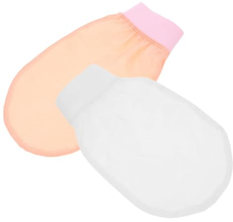 Ipetboom 2stücke Teiliges Peeling-handschuh Faux Seide Sanftes Körperpeeling Weiche Massage-handtücher in Rosé Und Weiß Für Gründliche Reinigung Und Hauterfrischung Für Dusche Und Reise