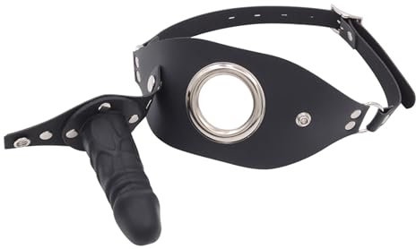 Kutocesy Gag Godemiché Amovible En Silicone Avec Gag Balle En Cuir Réglable BDSM Bâillon Bouche Pour Les Couples Jouets De Bondage (10CM)