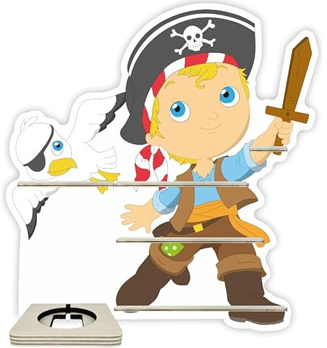 Farbklecks-Collection Musikboxregal Pirat mit Möwe - passend für Toniebox - Regal mit Platz für 20-25 Figuren