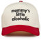 Funky Junque 2-farbige Vintage-Snapback-Hut aus Segeltuch für Damen und Herren, trendige Kappe, verstellbar, Mommy's Little Alcoholic – Rot/Beige, Einheitsgröße