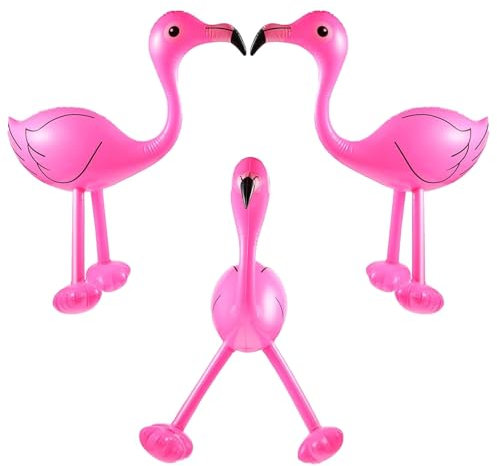 DazzJoy Hawaii Deko Aufblasbare Flamingo Ballons, 3 Stück Hawaii Party Deko Aufblasbar Flamingo Luftballons, Aufblasbarer Flamingo Spielzeug für Strand Tropisch, Beach Party Dekoration