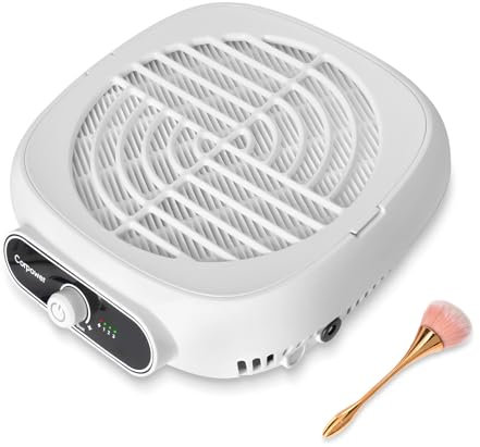 Corpower Nagelstaubsauger, Staubabsaugung für Nägel - Leistungsstarke Absaugung für die Maniküre im Nagelstudio oder zu Hause mit Bürste (Weiß)