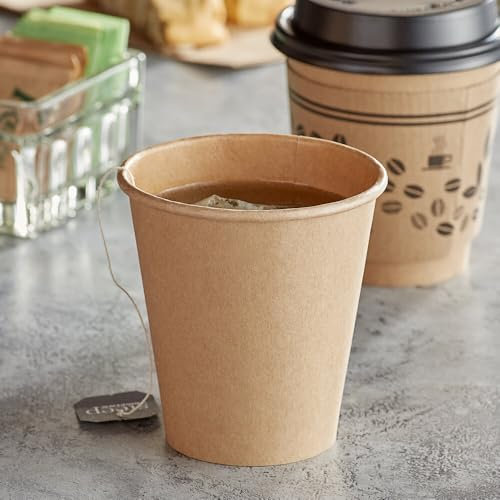 HOT BARGAINS 50 x 4oz Kraft Paper Single Wall Cups Perfect for Hot & Cold Drinks Premium Disposable Espresso Paper Tea & Coffee Cups Ideal for Parties Cafe Home (4oz, 50, Count)