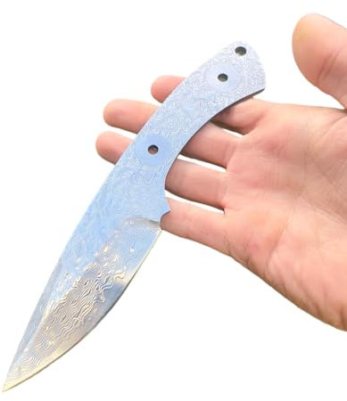 Obespina Lame Couteau nue Vierge Acier Damas Créateur Style Japonais Création Coutellerie Artisanal Fait Main artisanat forgé camping collection extérieur fixe full tang drop point chasse