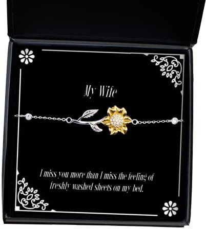 Günstiges Sonnenblumen-Armband für Ehefrau, „Ich vermisse Dich mehr als ich das Gefühl vermisse“, Geschenke für die Ehefrau, Geschenk vom Ehemann, Schmuck für die Ehefrau, Hochzeitsgeschenk,