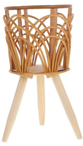 TOYANDONA Pot de Fleurs Panier de Fleurs Cache-Pot en rotin Panier de jardinière en rotin planteur Debout Panier à Plantes avec Support d'intérieur Bois Khaki