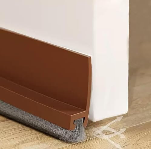 Joint Porte, 100cm Boudin de Porte Isolant Auto-Adhésif, Bas de Porte Isolant Isolation Phonique with Brosse, Idéal pour L'Isolation Contre Le Froid, Le Bruit & l'humidité, Anti-Poussière