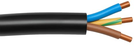 6.0mm² 3 Core Hi-Tuff NYY-J Cable – Outdoor & External Electrical Cable – Black Sheath – Cut Lengths Available (15)
