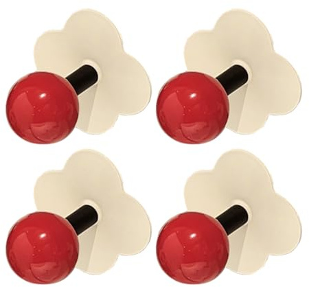 ChangTsing 4 Stück Bunte haken selbstklebend, Eisen + Aluminium + Kunststoff Rot Handtuchhaken Ohne Bohren Klebehaken für Bad Toilette Küche Büro