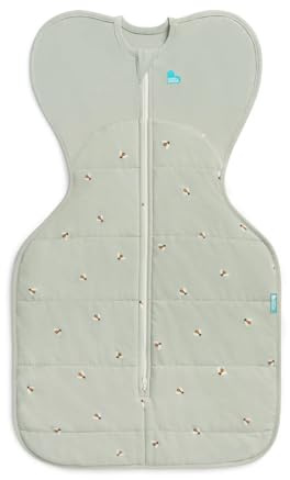 Love To Dream™ Swaddle UP™, Medium 6-8.5 kg - Cotton Bees Olive | Snug Fit, Supports Healthy Sleep Routine | 2.5 Tog Ideal for Winter & Autumn (16–20°C) | Machine Washable Cotton & Double Zip