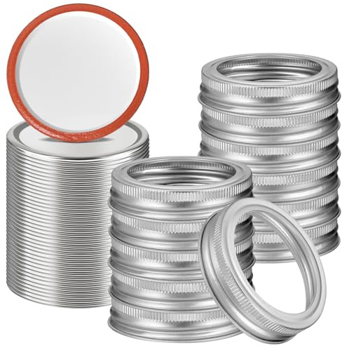 ComSaf 36Pcs Regular Mouth Mason Jar Lids and 12 Rings, 70mm Canning Lids for Hot Water Bath, Home Preserving, Jam Making, Pickling & Canning Supplies, Compatible with Electric Vacuum Sealer