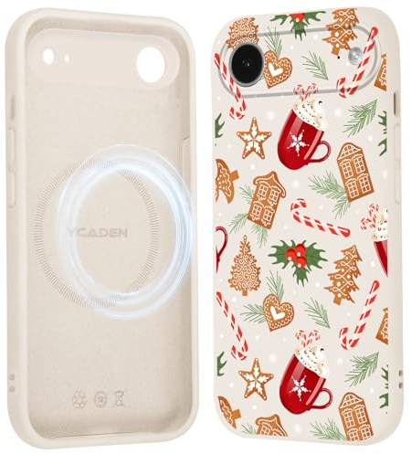 Vxinvnoi für iPhone 17 Air/iPhone Air Weihnachten Magnetisch Hülle für Magsafe, Handyhülle mit Mode Christmas Süßigkeiten Muster Beige Silikon Schutzhülle, Stoßfest Bumper Case für iPhone Air 6,6, 01