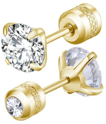 Mochity Zirkonia Ohrstecker Für Damen, Hypoallergen 316L Edelstahl Ohrringe, AAA+ Zirkonia Ohrringe Gold Sliver, Ohrstecker 2/3/4/5/6/7/8mm