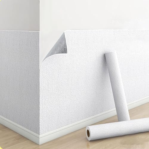 Pannello Decorativo Antimuffa per Interni, Carta Adesiva per Pareti Isolante Termico Anti umidità, Carta da Parati Moderna Intonaco Scrostato Nasconde le Imperfezioni(Bianca,50 x 1000 cm)