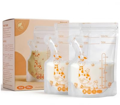 Vinabo 100 PZ Sacchetti Latte Materno, Sacchetto di Conservazione Latte Materno, Sacchetto di Congelamento Latte Materno, 180 ml Conservazione Latte Materno Pre-sterilizzato