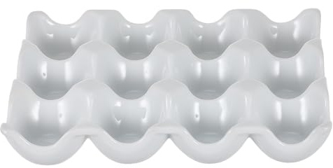 12 Compartiments Boîte à Œufs Blancs, en Céramique pour Réfrigérateur | Plateau à Rainures, Stable et Anti-extrusion, Usage Réfrigérateur ou Pique-niques, Finition Simple