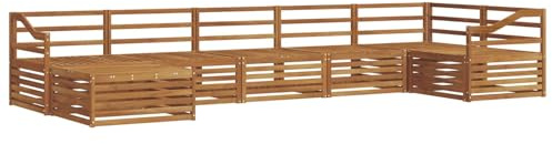 vidaXL Sofagarnituren 7 pcs Natur Massivholz Akazie, Gartenlounge, langlebiges Ecksofa, Sitzmöbel für außen, Terrasse, Moderne Möbel, Bequeme Gartenmöbel