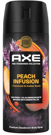 6er Pack - AXE Deodorant/Body Spray Peach Infusion (+Patchouli & Amber scent) - 72H Fresh - 150ml