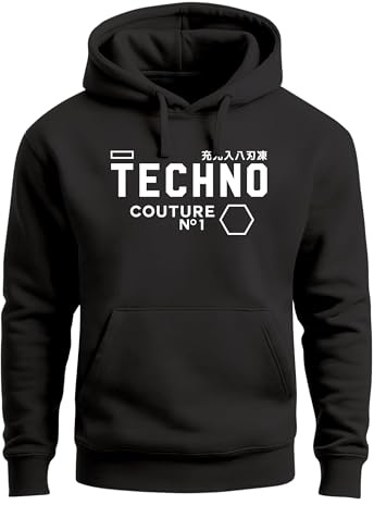 Neverless Techno Kapuzen-Pullover Hoodie Herren Männer