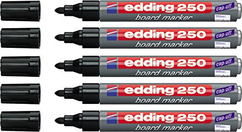 edding 250 Boardmarker, nachfüllbar, 1.5 mm - 3 mm (Schwarz, 5)