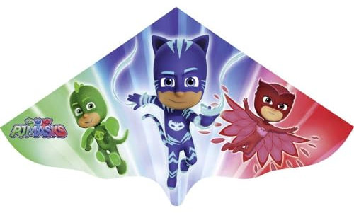 Günther Flugspiele 1218 - Einleiner-Drachen PJ Masks, ca. 115 x 63 cm, Kinderdrachen aus robuster PE-Folie, für Kinder ab 4 Jahren, inkl. Griff und Drachenschnur
