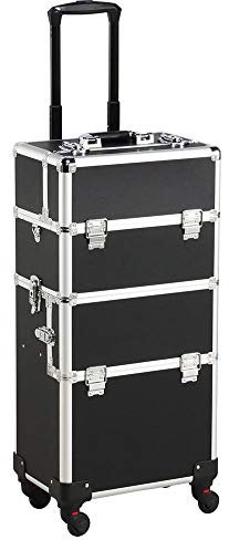 Yaheetech Valise Maquillage Professionnel Malette Maquillage Beauty Case à roulettes Detachable Boîte en Haut Utilisée Séparément avec Bandoulière Poignée Télescopique 36 x 24 x 106,5 cm Noir