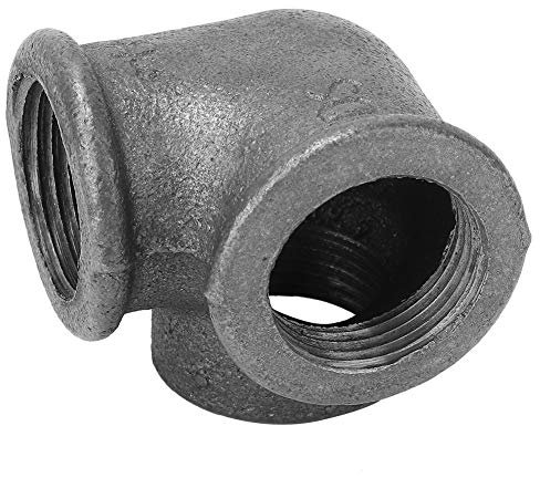 Side Outlet Pipe Fitting, 3 Way Elbow 90° Pipe Fitting Made of Malleable Iron for Water, Furniture Legs, Bookshelf, DIY Wall Shelf, 5 Pcs, Black (DN15(1/2))