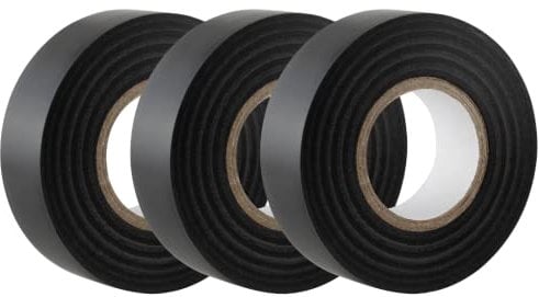 GTSE - Isolierband Schwarz - 19 mm x 20 m - strapazierfähiges, selbstklebendes Isolierband - zum Schutz, Bündeln und Reparieren von Kabeln - 3 Rollen