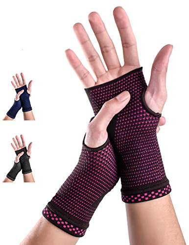 ABYON Handgelenkbandage Kompressive Handgelenk Bandagen 2 Stück für Links und Rechtshänder Arthritis, Sehnenentzündung, Verstauchung, Sportschutz für Männer Frauen (Rosa, L)