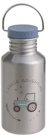 LÄSSIG Gourde en acier inoxydable pour enfants avec Sport Cup supplémentaire Anti-fuite/Bottle Stainless Steel Adventure Tractor