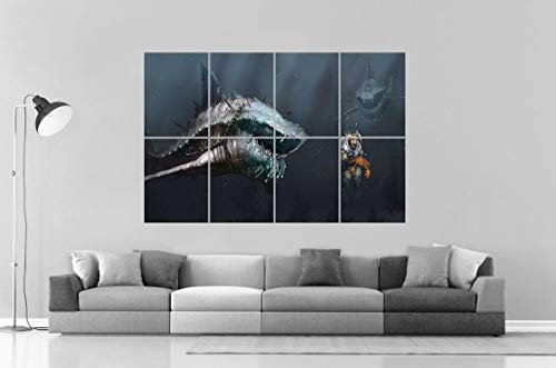 Big Sharks Megalodon Funny Picture Wall Art Poster A0 Large Print