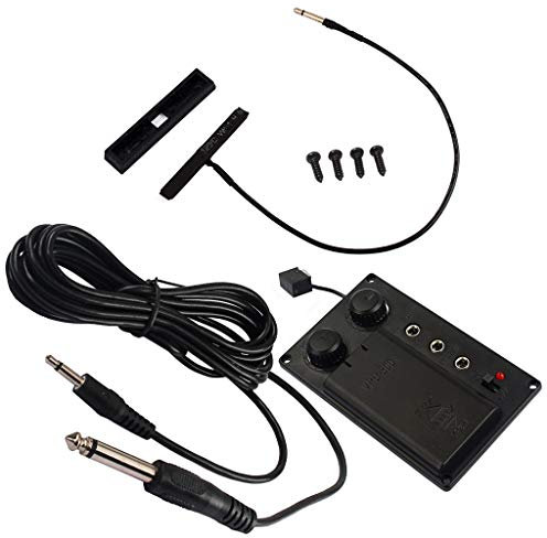 Alnicov Violino elettrico nero Pickup EQ silenzioso Piezo con cavo con foro per spina Parti di strumenti a corda per violino