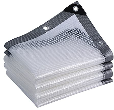 HYHMJ-0.3mm Bâche La Grille Transparent Haute Densité Universel Couverture Étanche Bâche, Avec Oeillets Pergola Camping PVC Espace De Travail Tapis De Sol Extérieur,Clear grid,1x6m