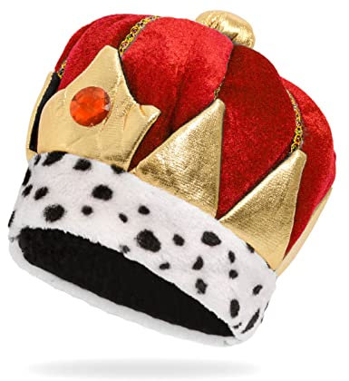 Alsino Königshut Königskrone für Erwachsene Accessoire Motto Party Karneval König Prinz Krone Mittelalter Diadem, (rot)