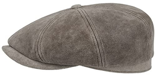 Stetson Hatteras New Calf Leather Flatcap - Einfarbige Mütze aus 100% Kalbsleder - Elegante Ledercap - Für Herren - Ganzjährig tragbar grau XXL (62-63 cm)