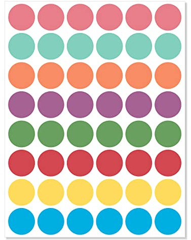 Round Stickers Colorful 0.75 Inch Circle Labels Color Coding Dot Vinyl Self Adhesive Sticker Waterproof Removable 10 Pack