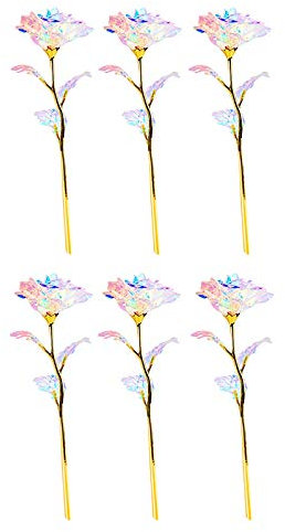 Lot de 6 fleurs artificielles lumineuses LED colorées pour mère Rose, multicolore, taille unique
