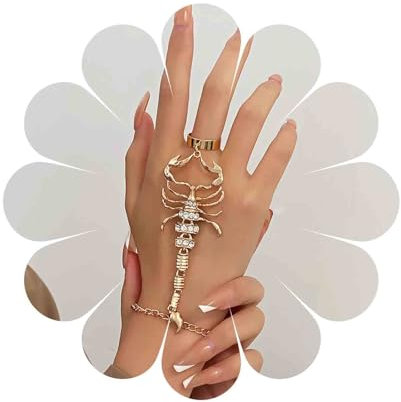 Inateannal Gold Skorpion Fingerkette Armband Handschmuck Boho/Punk für Frauen