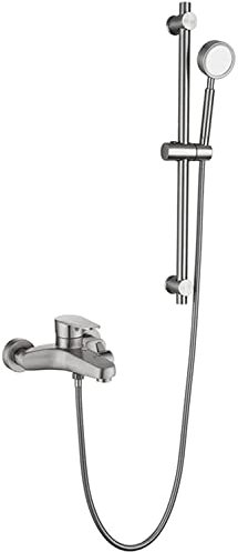 Colonne de Douche Robinet de baignoire Robinet de baignoire en acier inoxydable Nickel brossé Mitigeur bain-douche Mitigeur mural Ensemble de robinet de douche avec douche à main haute pression relev